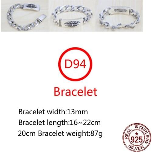 D94 S925 Sterling Silver Bracelet Personality Cross Street Dance Jewelry Re-engraved Gothic Punk Jewelry Gifts for Lovers