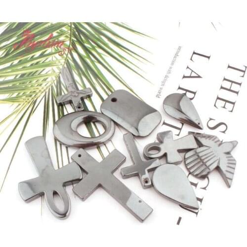 Natural Black Hematite Stone Loose Beads for Women Men DIY Charms Accessories Necklace Bracelet Pendant Jewelry Making 2 Pcs