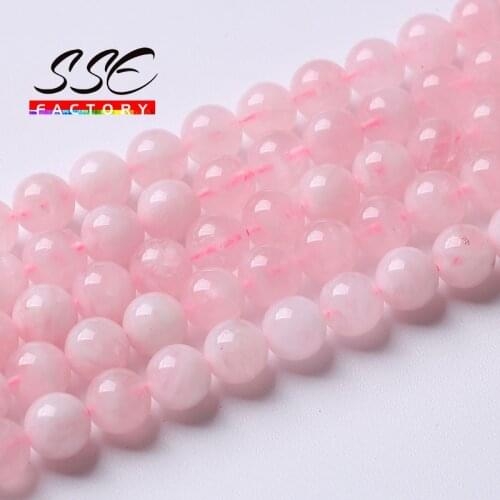 Hight Quality Natural Madagascar Rose Pink Quartz Beads Round Loose Stone Beads For Jewelry Making DIY Bracelets 6 8 10 12mm 15"