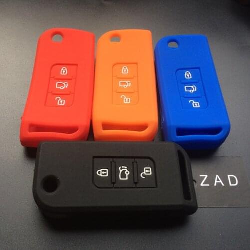 ZAD 3 Buttons Silicone car key Case Cover For Mahindra XUV 500 Flip Remote Key Holder set