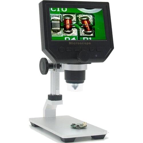 Digital Microscope 600X Continuous Magnification 4.3-inch HD OLED Display 3.6 MP Built-in Lithium Battery Metal Lifting Bracket