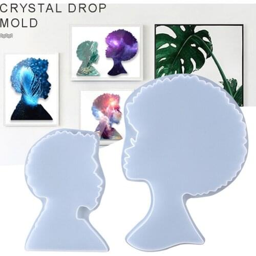 DIY Crystal Epoxy Mold Head Swing Table Coaster Female Male Explosive Hair Cup Mat Mold DIY Crystal Epoxy Resin Mould