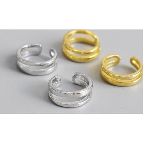 WTLTC 925 Sterling Sliver Double Circle Cuff Earrings No Piercing Earrings for Women Simple Ear Clip Earrings Punk Style Jewelry