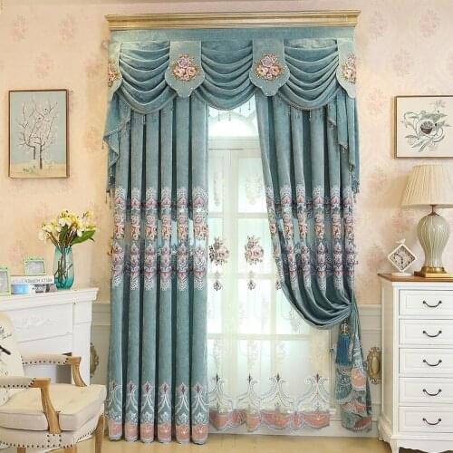 Double-sided Curtains for Living dining room bedroomchenille imitation cashmere chenille embroidered curtain fabric