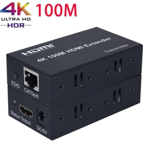 HD 4K 100M HDMI Extender Repeater Extension Cord Converter Over CAT 5e 6 6a Cat5e Cat6 UTP RJ45 LAN Network Card Ethernet Cable