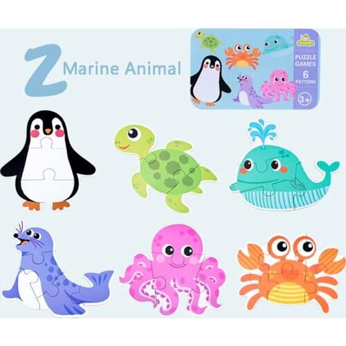Parent-child Intelligent Wooden Puzzle Toys Kids Cartoon Animal Dinosaur Box-packed Puzzle Early Educational As Children Gift