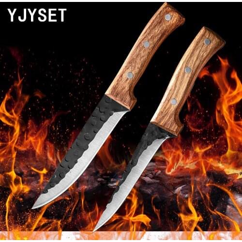 Forged Boning Knife Stainless Steel Fishing Knife 2 Pcs Set Kitchen Bone Meat Fish Sushi Knife Fruit Vegetables Cutting Tool