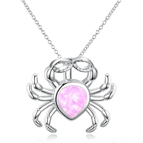 Creative Fashion Blue Fire Opal Crab Pendant Necklace Crystal Necklace For Women Female Multicolor Trendy
