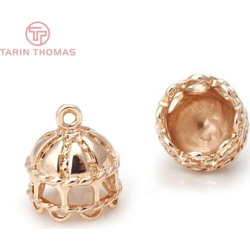 10PCS 13MM 24K Champagne Gold Color Plated Brass Dome House Charms Pendants High Quality Diy Jewelry Accessories