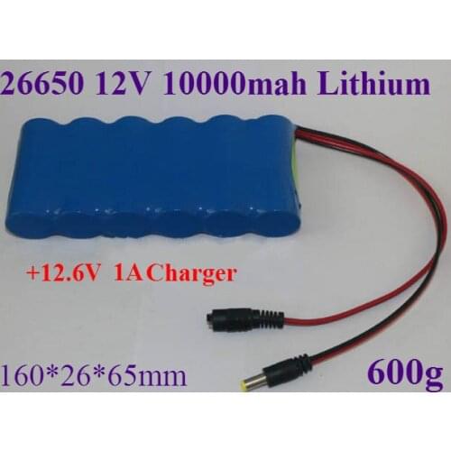 12V 10000mah lithium ion battery 12V 26650 10AH lithium battery pack for Solar street hunting Hernia lamp Audio monitoring LED