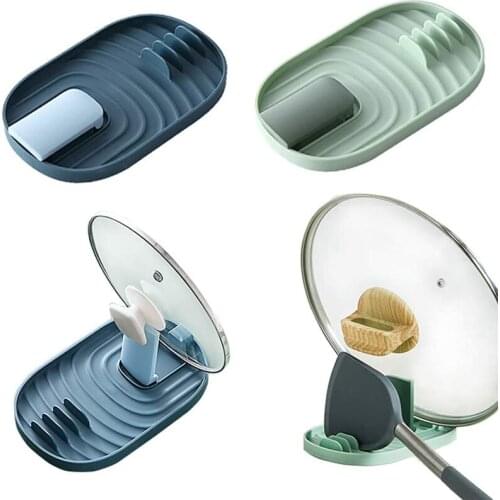 Multifunctional Kitchen Spoon Rest Heat Resistant Storage Shelves Pan Pot Cover Lid Rack Shelf Stand Holder For Stove Spoon Rest