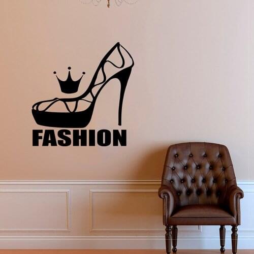 Fashion shoes Wall Decal high heels Style Window Wall Sticker Shoe shop Clothing Dress Decor Model Vinyl Fashion Wall Decor C258