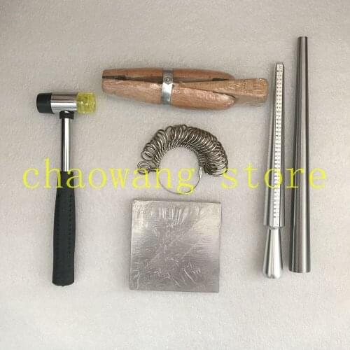 Jewelry Making Tools Kit Steel Benching Block Jewelry Rubber Hammer Ring Sizer Mandrel Finger Sizing Measuring Stick