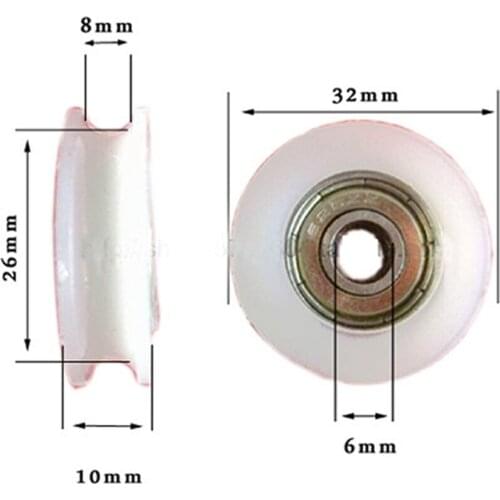 4pcs U Groove Wheel Guide Bearing Pulley Sealed Rail Ball Furniture 6*32*10mm 0.23"*1.25*0.39 inch