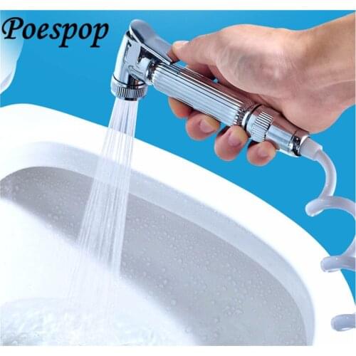 POSEPOP Chrome /Gold Brass Bidet Hand Sprayer Head Toilet Shower Head Bidet Sprayer Head Plastic Bracket Holder High Quality