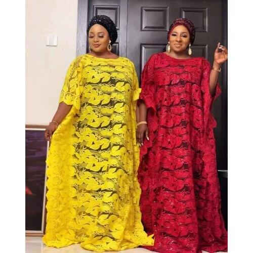 New Style Classic African Womens Dashiki Fashion Abaya Stylish Gauze Loose Long Dress + Inside Free Size