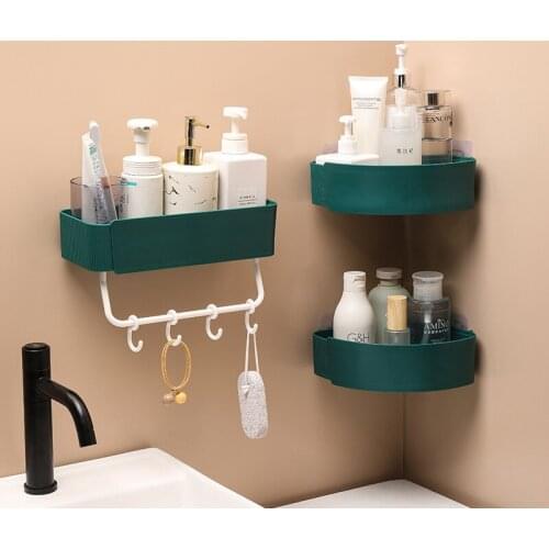 Bathroom Shelf No Drill Organizer Wall Mounted Shampoo Spices Shower Storage Rack Holder Bathroom Accessories