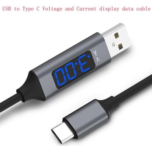 QC 3.0 USB Type C Fast Charging Data Sync Cable Wire with Voltage Current LED Display