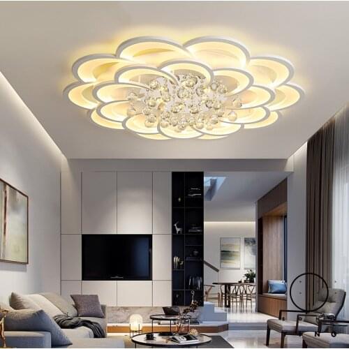 Crystal Modern Led Ceiling Light for Living Room Bedroom Home Deco White Acrylic Ceiling Chandelier Lighting Fixtures