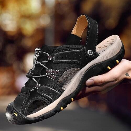 New Fashion Summer Leisure Beach Men Shoes High Quality Leather Sandals The Big Yards Mens Sandals Size 38-47