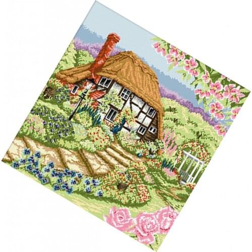 Stamped Cross Stitch Kits Garden Cottage Cloth Work for Beginners