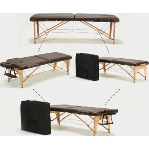 Folding Beauty Bed 185cm length 60cm width Professional Portable SPA Massage Tables Adjustable with Bag Salon Furniture Wooden