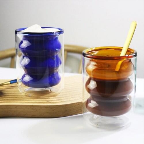 200ml Colorful Double Wall Glass Cup Heat Resistant Tea Coffee Mug With Handle Portable Transparent Beer Mug Whiskey Glass Cup