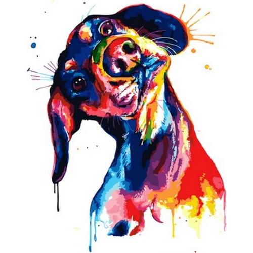Frameless painting by numbers animals wall decor diy picture by numbers on canvas for home decor 4050cm colorful dog