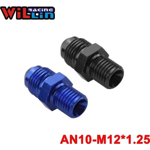 WILLIN - 2pcs/pack Male 10 AN10 An Flare to M12x1.25(mm) Metric straight fitting AN10 To M12 *1.25 Port. Adapter Blue/ Black 816