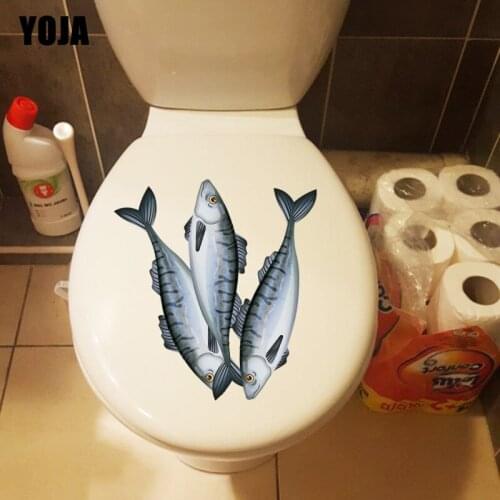 YOJA 18.6*21.1CM Interesting Fish Wall Sticker Toilet Decal Home Decoration T3-0859