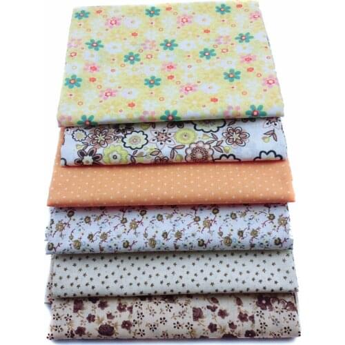 Yellow Set 6pcs 50*50cm plain cotton fabric DIY patchwork sewing Baby craft tilda doll textiles tissue tecido,toy tulle,telas