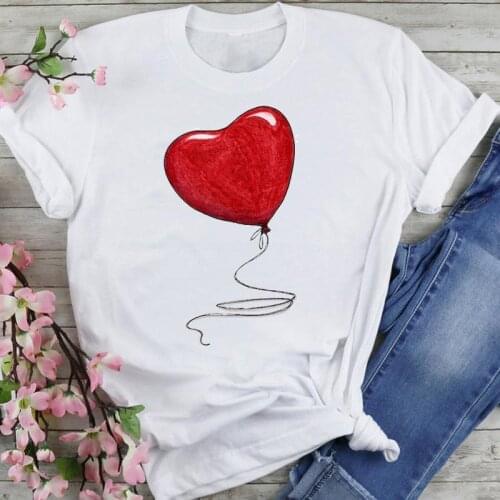 Women Graphic 90s Love Holiday Cute Style Cartoon Summer Fashion Print Short Sleeve Female Clothes Tops Tees Tshirt T-Shirt