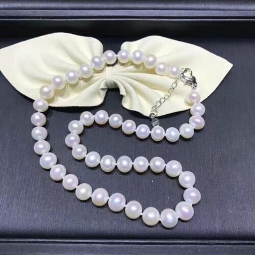 Charming10-11mm south sea round white pearl necklace 18inch 925s>Selling jewerly free shipping