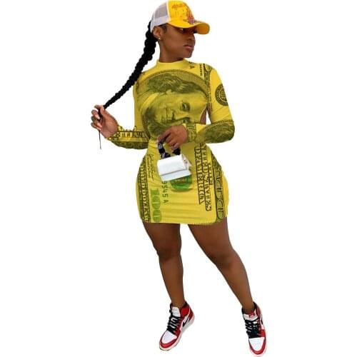 Casual Women Dress Print Backless Party Night Clubwear Streetwear O-neck Spring Clothes For Women Vestido