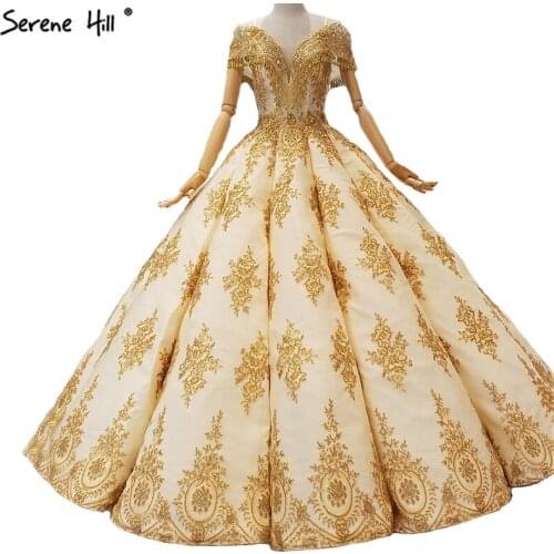 Gold Sleeveless High-end Luxury New Wedding Dresses 2020 Beading Tassel Fashion Sexy Wedding Gowns Real Photo