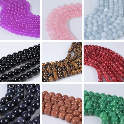 1 Strand Black Lava Tiger Eye Amazonite Garnet Howlite Turquoises Quartz Natural Stone Beads For Jewelry Making Supplies