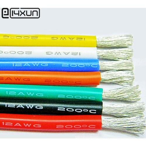 10metre 12AWG Soft Silicone Cable 3.4mm2 Ultra Flexiable Test Line Wire Red Black Blue White Yellow Green Orange