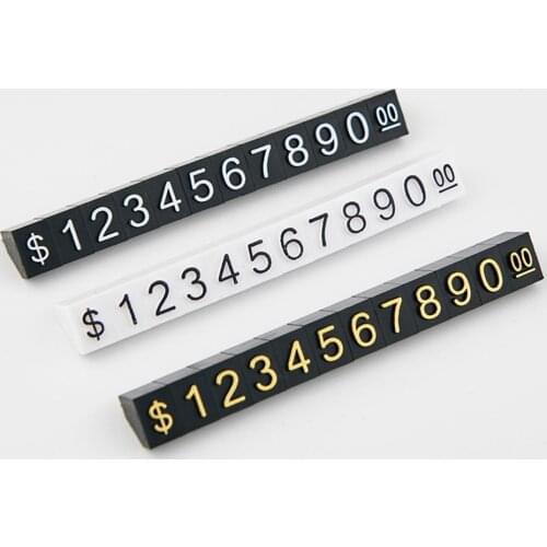 10 Strips Big Plastic Cubes Price Display Tags Adjustable Number Stand Frame Label Jewelry Showcase Counter Price Display