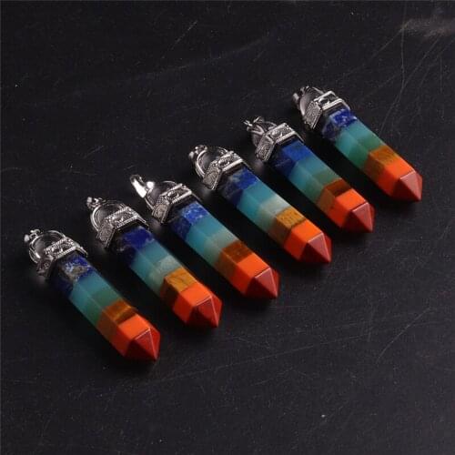 12PCS Dowsing Energy Pendulum Necklace Pendant Natural Stone Amethysts Lapis lazuli Faceted Pyramid Amulet Jewelry Necklaces