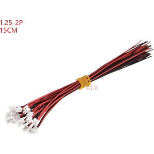 20PCS 150MM mini micro JST 1.25 2pin female plug connector with wire 1.25MM 2pin cable