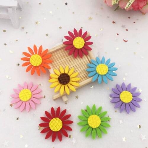 20pcs 40mm Mix Non-woven Fabrics Sunflower Flatback Scrapbook Wedding DIY Appliques A87A*2