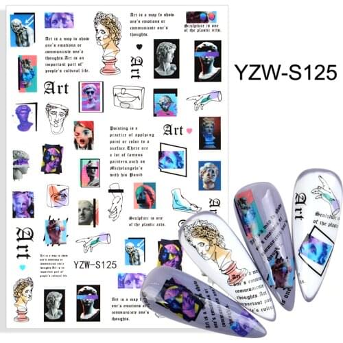 3D Stickers for Nails Adhesive Statue Letter Priest Nail Art Decorations Trend Pattern Design Sticker Nail Foil Accessories