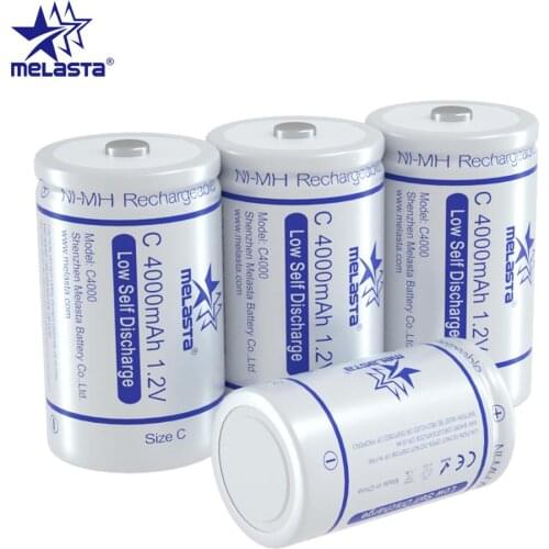 Melasta 4pcs size C LSD NIMH Rechargeable battery 1.2V 4000mAh Low Self Discharge for Cassette Records LED Candle Lanterns