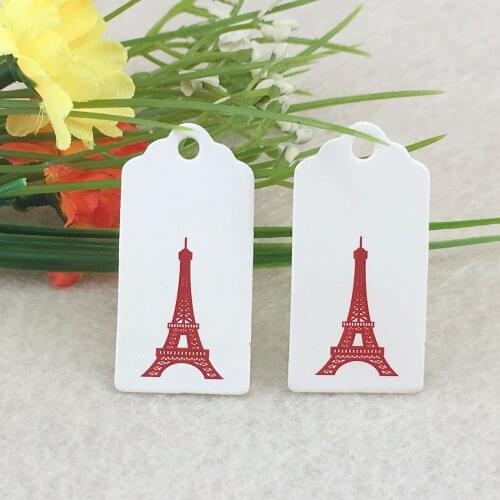 400pcs 4x2cm Eiffel Tower Scalloped Kraft Paper Card / Blank Tag / Wedding Favour Gift Tag Price Label with gift and part tags