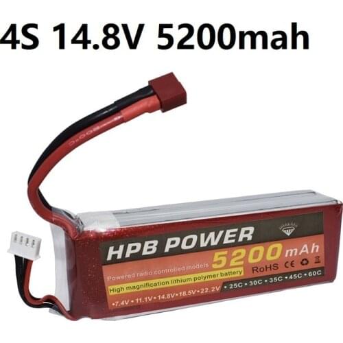 4S 14.8V 5200mAh 45C Rechargeable Battery 4S LiPo Battery 14.8V Li-Polymer Battery For RC Helicopters Car Boat RC Drone Battery