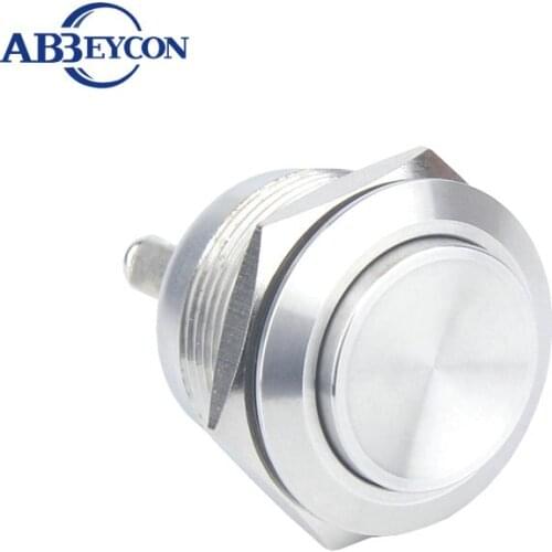 Abbeycon 22mm Normally Open Momentary High Flush Head Silver Screw Terminal Metal Factory Supply Equipment Push Button Switch