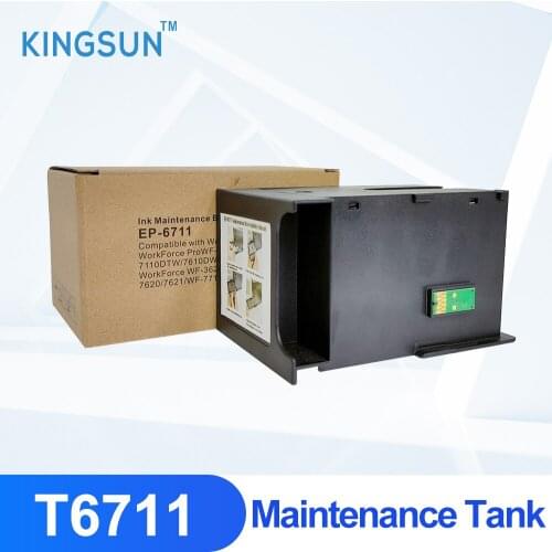 T6711 Waste Ink Tank Maintenance Tank With Chip For Epson Workforce WF3520 WF3540 WF3620 WF7110 WF7210 WF7510 WF7610 WF7620 WF7