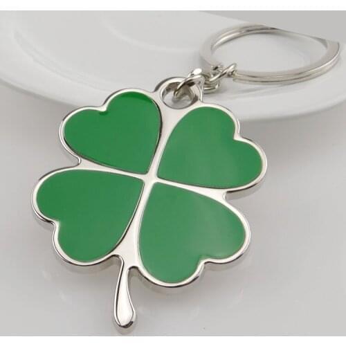 TAFREEHigh Quality Green Leaf Clover Keychain Fashion Beautiful Oil Four Leaf Clover Lucky Key Chain Jewelry