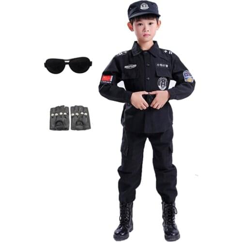 Halloween Kids Fancy Cosplay Costumes Boys Carnival Party Combat Army Suit Policeman Uniform Childrens Day Military SWAT