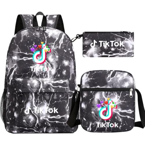 Children fashion backpack 3pcs/set TIK TOK pattern custom mochila Lightweight orthopedic schoolbag for boys and girls